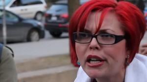 Создать мем: red hair feminist, феминистка мем triggered, angry feminist