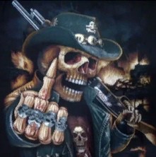 Создать мем: крутой скелет, череп с пистолетами, скелет с сигарой