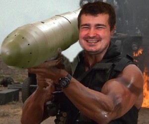 Create meme: male, Schwarzenegger commando Bazooka, Arnold Schwarzenegger with a grenade launcher