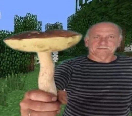 Create meme: grandfather with a mushroom meme, will you have a mushroom, bush mushroom meme