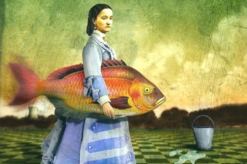 Создать мем: рыбки картина, женщина с рыбой, рыба в живописи примитивизм