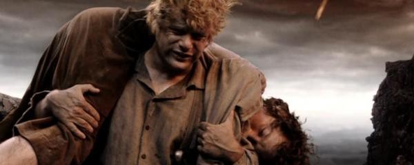 Create meme: the Lord of the rings , Sam carries Frodo, Frodo and Sam 