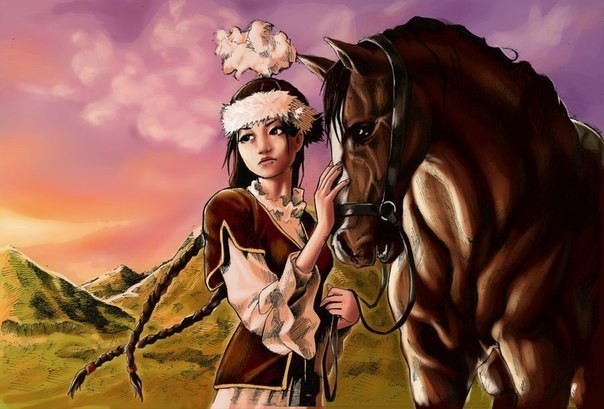 Create meme: kazakh art, kazakh girl drawing, fantasy 