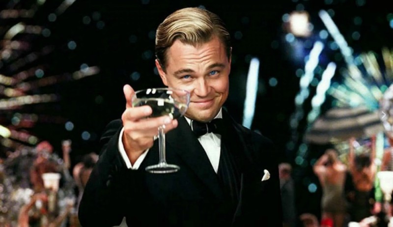 Create meme: leonardo dicaprio, Leonardo DiCaprio the great Gatsby, Leonardo DiCaprio with a glass of