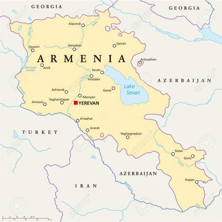 Создать мем: озеро севан на карте армении, карта армении с границами соседних государств, карта армении с границами
