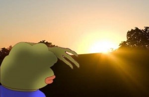 Создать мем: мем лягушка пепе солнце, pepe frog sunset, pepe sun