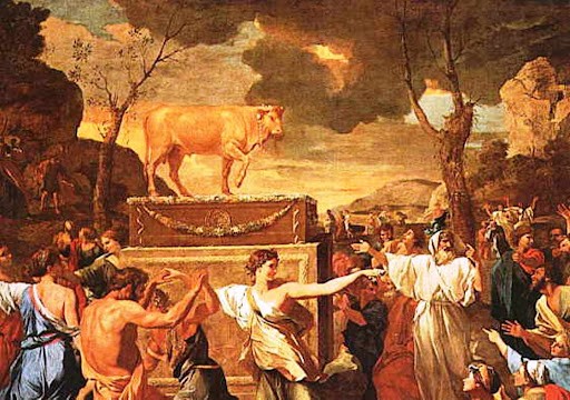 Create meme: Nicola Poussin the worship of the golden calf, worship of the golden calf, poussin worship of the golden calf