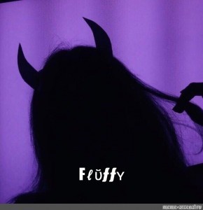 Create meme: silhouette of a girl with horns of the devil