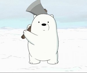 Создать мем: ice bear with axe we bare bears.png, icebear we bare bears, белый из вся правда о медведях