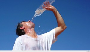 Create meme: heat waves, bottle, drinking water from bottle