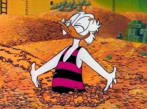 Create meme: ducktales, scrooge mcduck, Scrooge McDuck dollars in the eyes