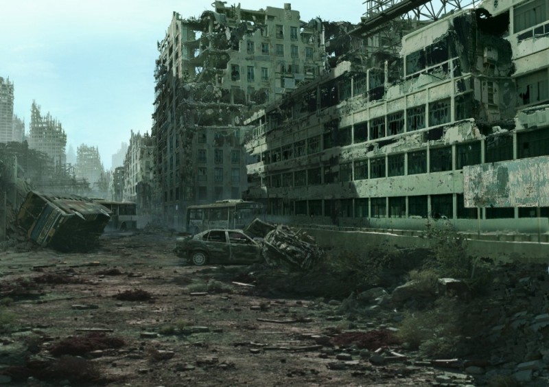 Create meme: ruined city background, The abandoned city of the zombie apocalypse, background the post-Apocalypse