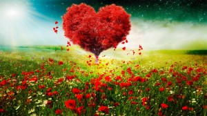 Create meme: flowers heart, heart tree