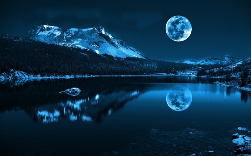 Создать мем: отражение луны, ночной пейзаж, отражение луны в воде