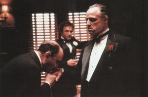 Create meme: Don Corleone and Michael Corleone, don Corleone , don Corleone kissed his hand