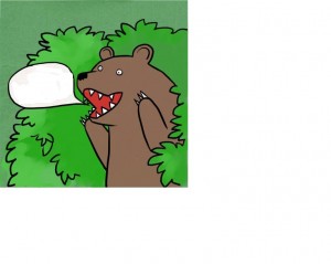 Create meme: meme bear in the bushes, bear in the bushes, bear out of the bushes