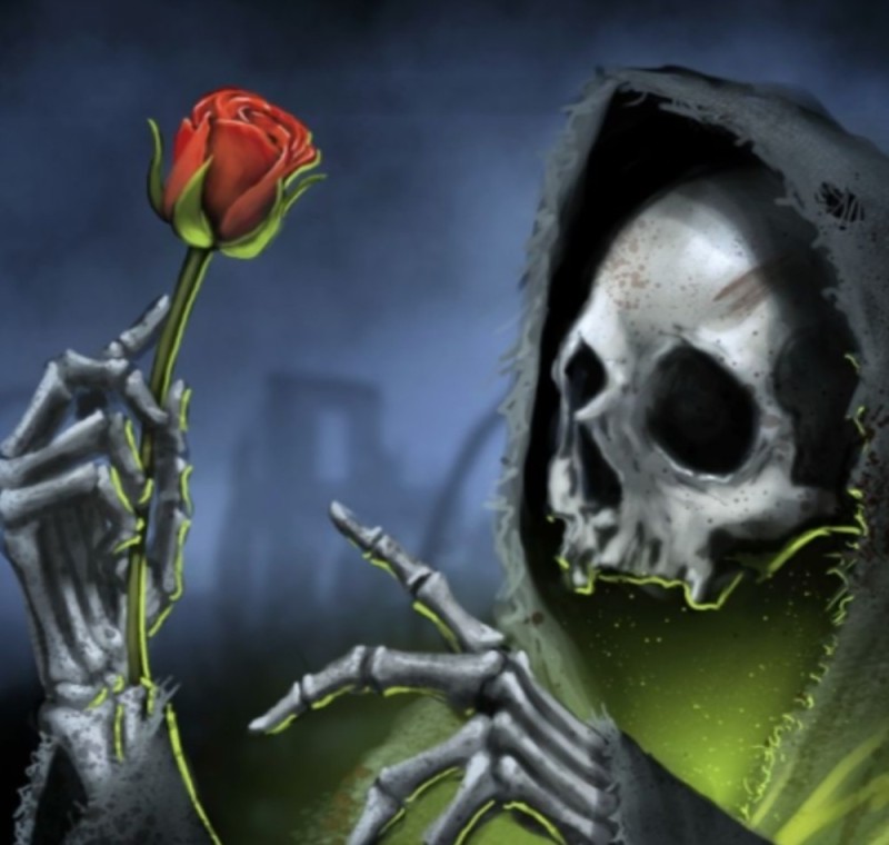 Create meme: death , background of the skull, fantasy undead