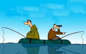 Create meme: two fishermen, fishing cartoons