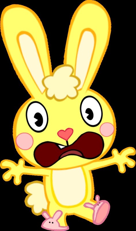 Create meme: cuddles happy tree friends, yellow hare happy tree friends, Happy three friends sniffles