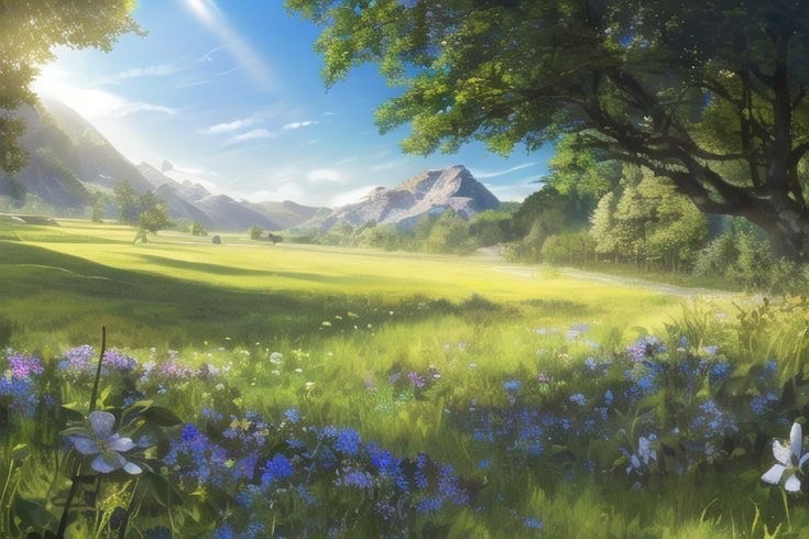 Create meme: anime backgrounds, painting landscape, anime nature