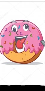 Create meme: drawing doughnut winking, cartoon style, cartoon donut with bulldogs