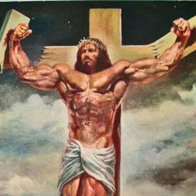 Create meme: the cross of jesus christ, the crucified jesus, pumped up jesus