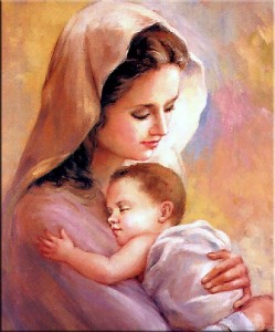Создать мем: рисунок материнство, день матери, картина мать с младенцем на руках