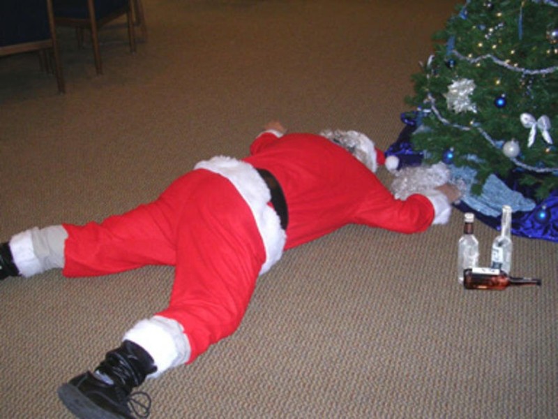 Create meme: Drunken New Year, tired santa claus, drunk Santa Claus