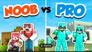 Создать мем: noob vs pro, minecraft, майнкрафт noob pro