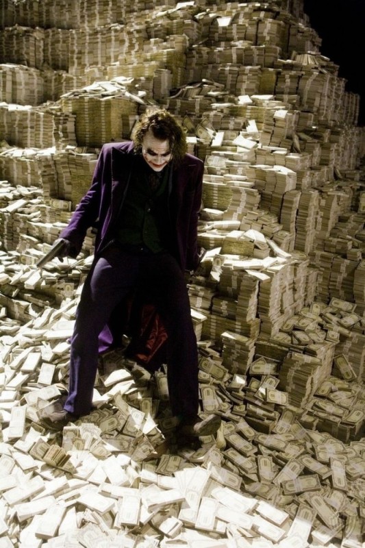 Create meme: The dark knight 2008, joker with money, the dark knight