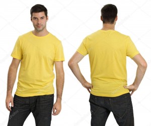 Создать мем: мужские футболки, горчичная футболка мужская, guy in a yellow t-shirt front and back