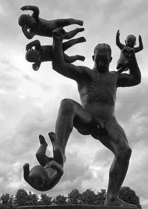Create meme: Gustav Vigeland, the famous sculptures of childhood, statue with hand raised