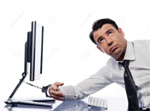 Create meme: pensive man on a white background, a white man with a computer, the man chained to the computer