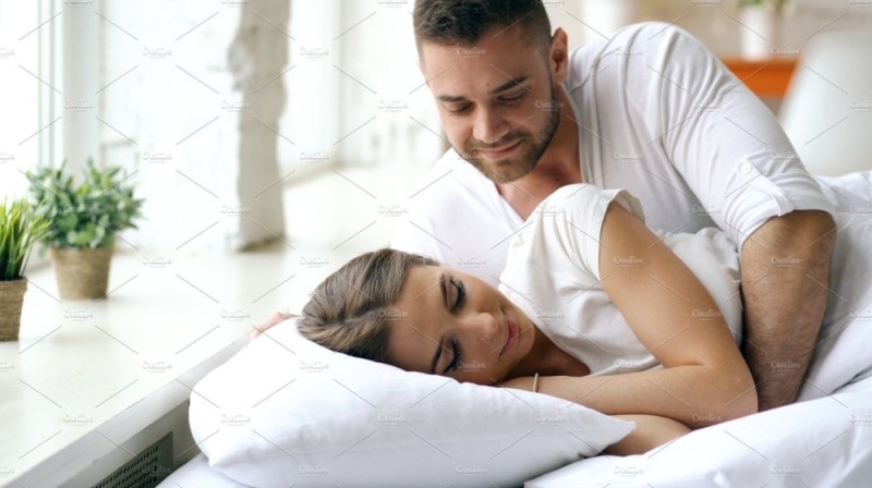 Create meme: a tender embrace in bed, gentle hugs in bed, husband and wife kiss