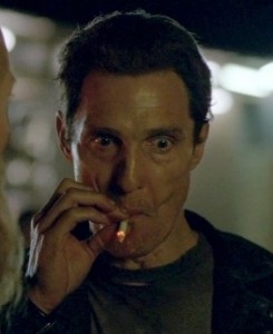 Create meme: Matthew McConaughey with a cigarette, McConaughey smokes, Matthew McConaughey meme with a cigarette