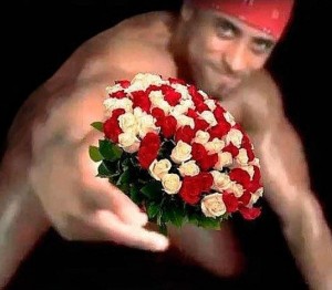 Создать мем: букет мем, мужчина с цветами, рикардо милос с цветами