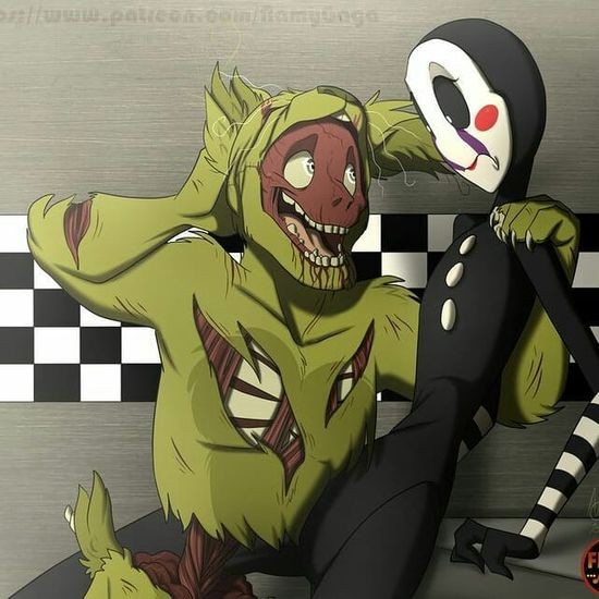 Create meme: Springtrap and puppet Love, FNAFNG is a puppet, FNAF Springtrap and the FNAFNG puppet
