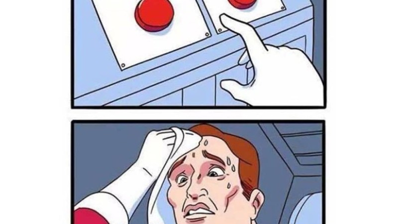 Создать мем: красная кнопка мем, выбор кнопки мем, две кнопки мем