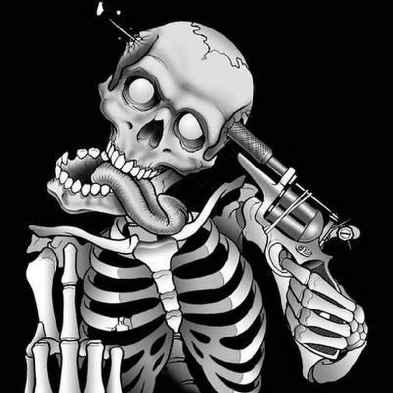 Создать мем: череп кости, скелет с пистолетом, скелет с оружием