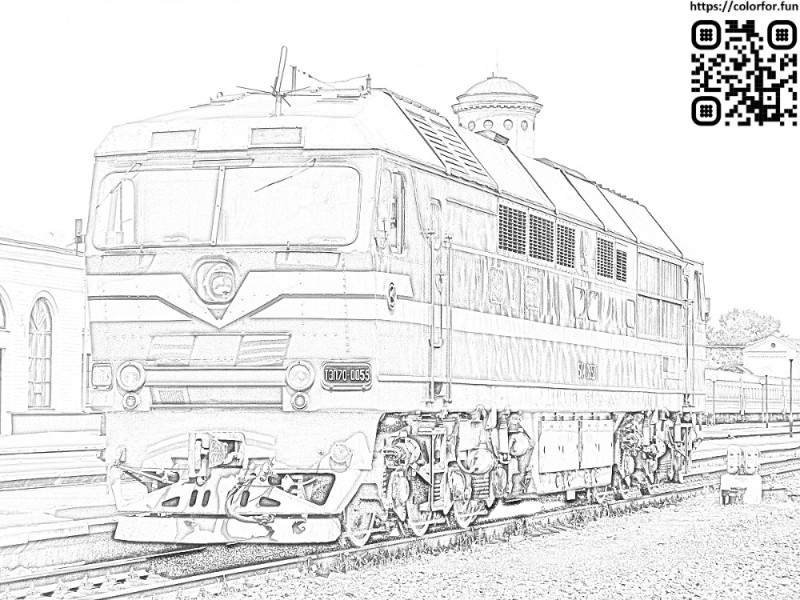 Create meme: coloring pages of Russian railways trains, coloring pages for boys trains, diesel locomotive coloring book