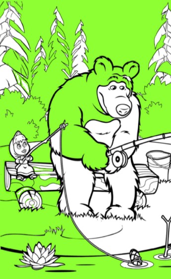 Create meme: masha and the bear coloring book bear, masha and the bear coloring book for kids, coloring pages for girls masha and the bear