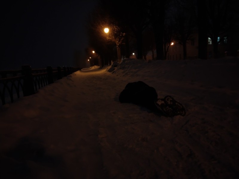Create meme: winter , darkness, snow in the evening