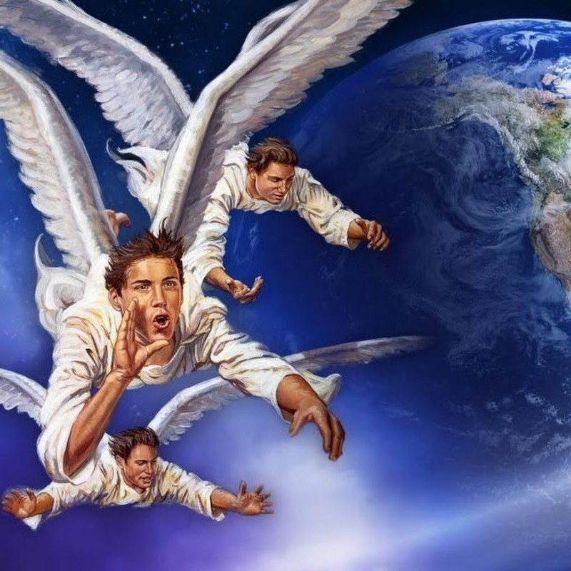 Create meme: an angel on earth, the three angels ' message, jesus and the 144,000