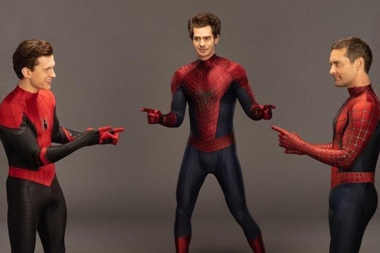 Create meme: Tobey Maguire and Andrew Garfield, Tobey Maguire Andrew Garfield and Tom Holland, Andrew Garfield and Tom Holland