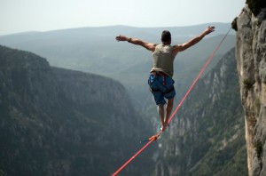 Create meme: tightrope Walker, slacklining