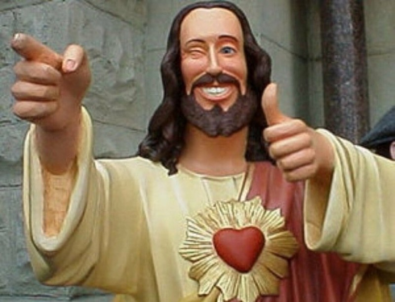 Create meme: buddy Christ, pop jesus, Donald trump 