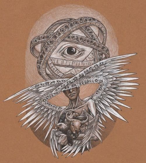 Создать мем: шестикрылый ангел, тату всевидящее око эскизы, шестикрылый серафим