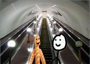 Create meme: subway, metro, on the escalator