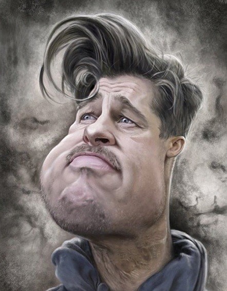 Create meme: brad pitt caricature, brad pitt cartoon, caricatures of celebrities 