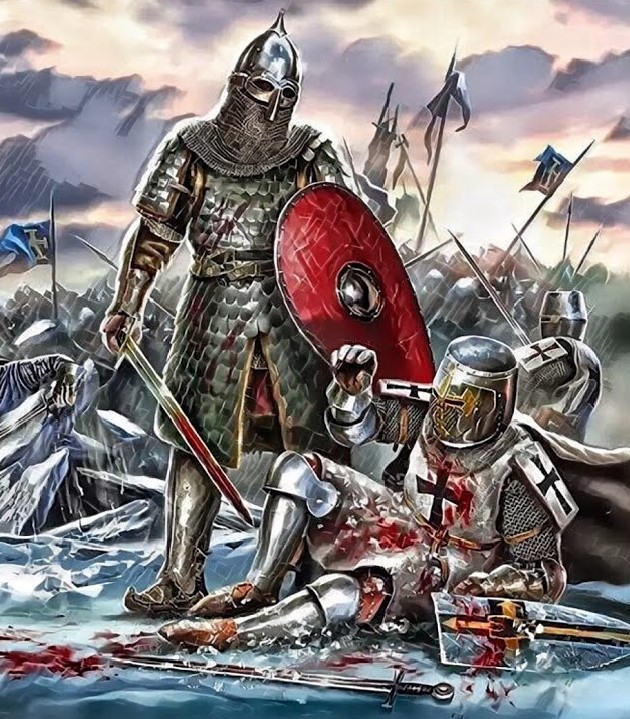 Create meme: battles of alexander Nevsky, Russian knights, the battle of lake Peipus 